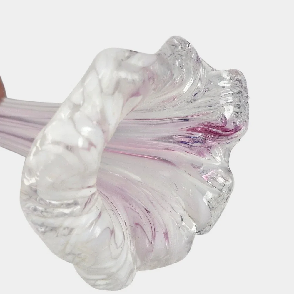 Bohemia Glass Flower & Leaf Bud Vase Handmade Czech Glasstar Murano Style